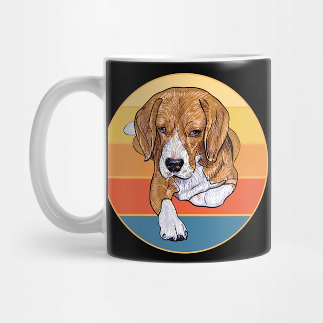 Cute Beagle Dog Breed Vintage Retro Sunset Animal Pet by Inspirational And Motivational T-Shirts